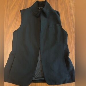 Theory Black Lined Wool Vest Women Size 6 Small Modern Classic Minimalist